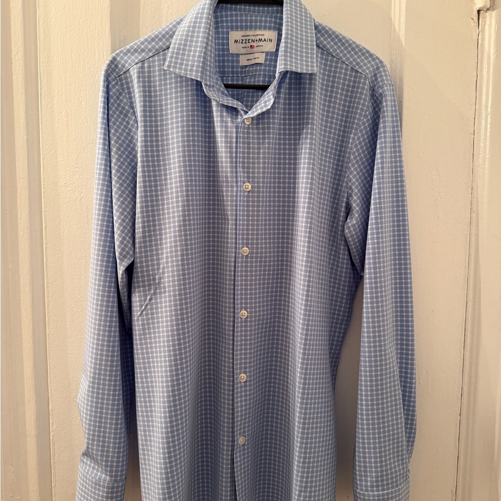Mizzen+Main Light Blue Gingham Dress Shirt